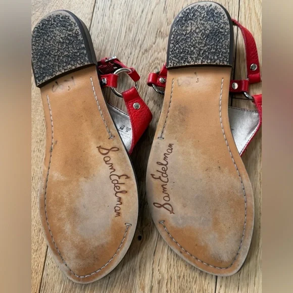 Sam Edelman Leather Greta Thong Havana Red Sandals Size 8 - Picture 6 of 8